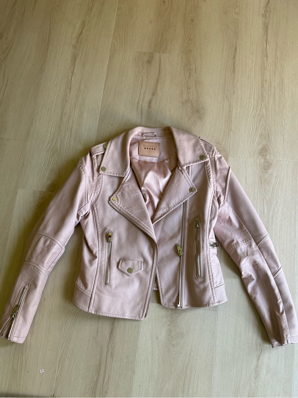 Blank NYC Blush Pink Moto Leather Jacket
